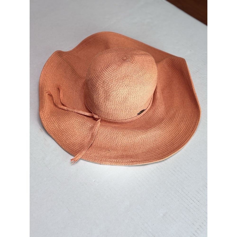 Sun N Sand Women's Wide Brim Straw Hat Floppy Beach Summer Vacation Orange‎